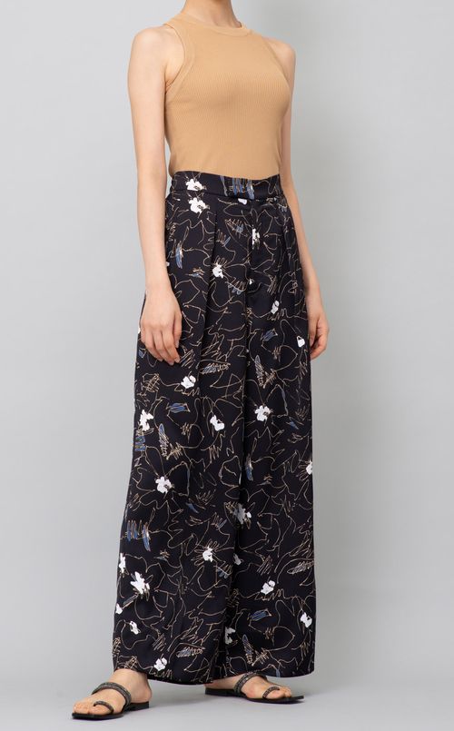 プリントサテンイージーパンツ