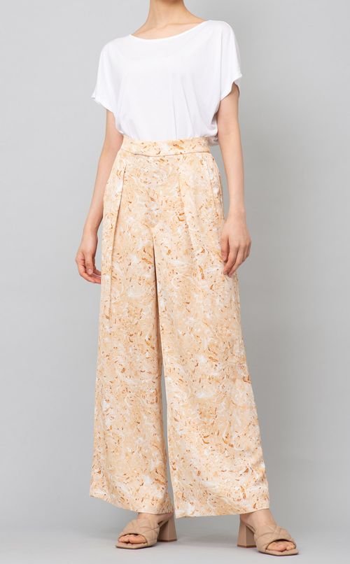 プリントサテンイージーパンツ