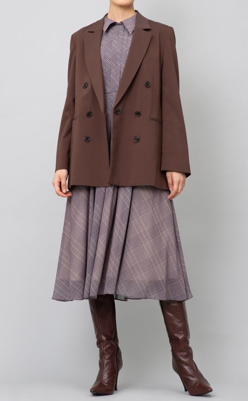 シャツカラーチェックワンピース