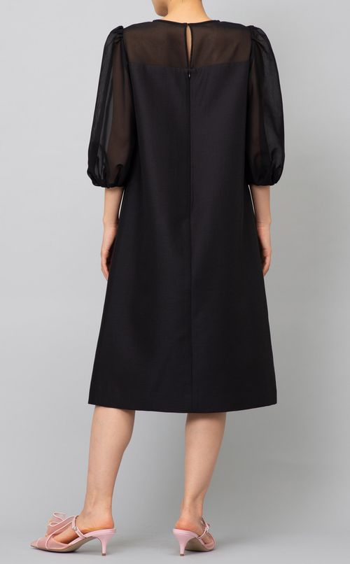 シアーパフスリーブワンピース