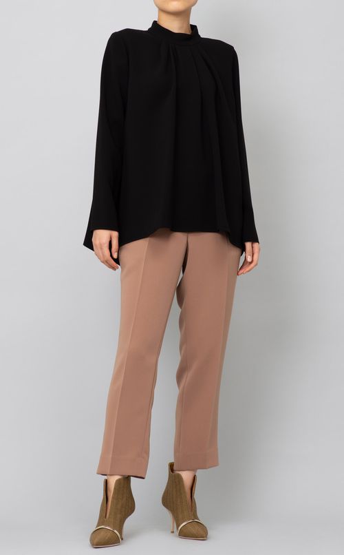 スタンドカラーフレアブラウス