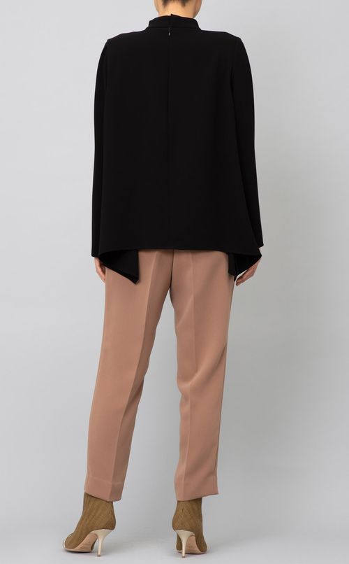 スタンドカラーフレアブラウス