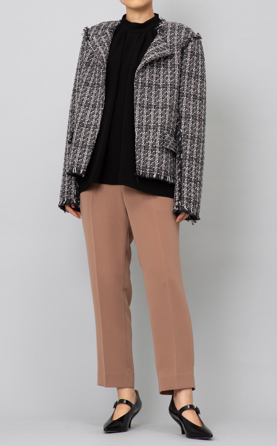 M・fil｜スタンドカラーフレアブラウス