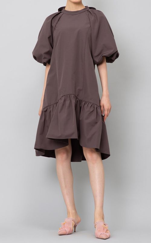 パフスリーブギャザーワンピース