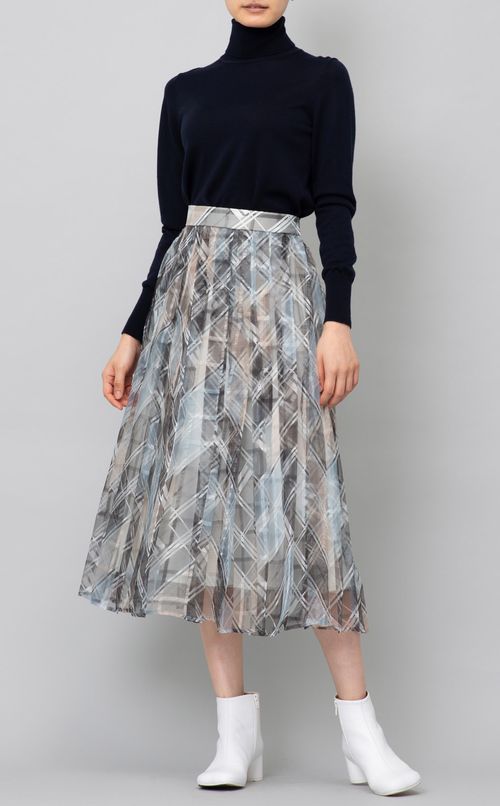 シアープリントプリーツスカート