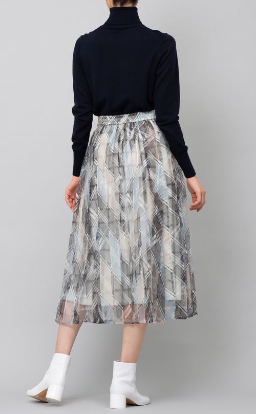 シアープリントプリーツスカート