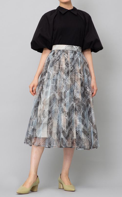 シアープリントプリーツスカート