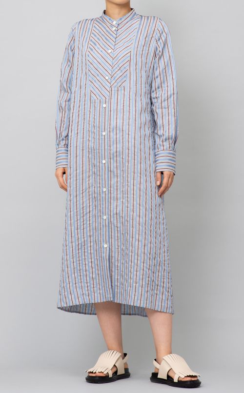 ミックスストライプシャツワンピース