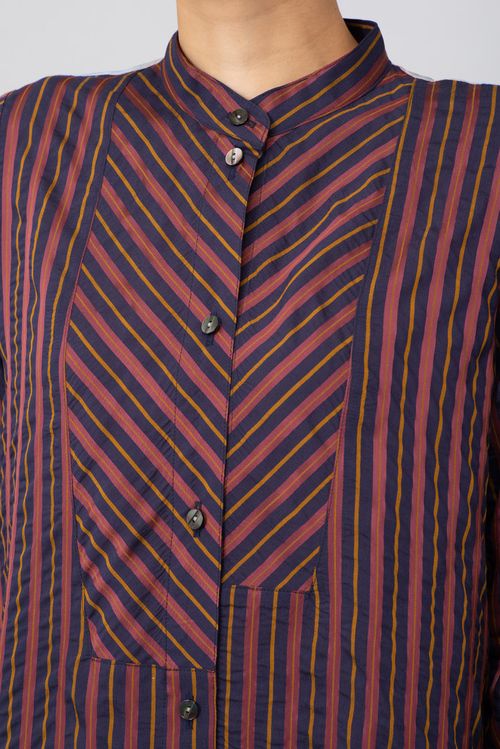 ミックスストライプシャツワンピース