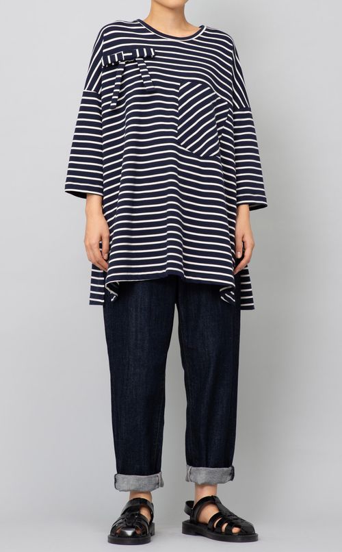 フロントリボンボーダープルオーバー