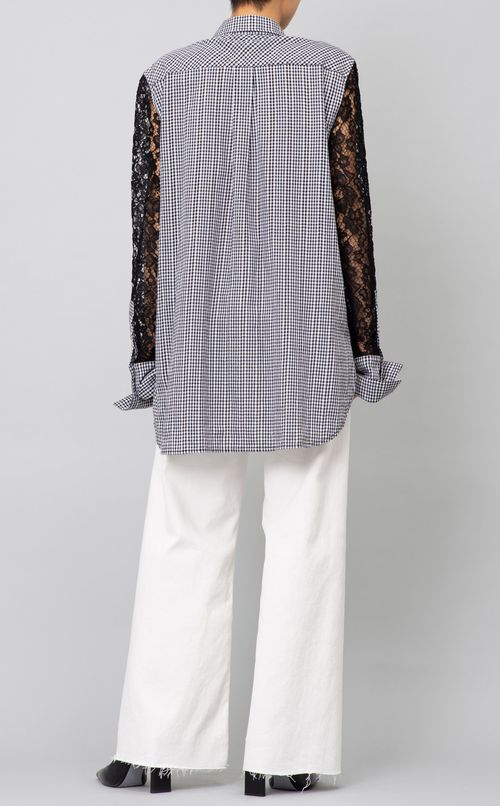 フロントレースチェックロングシャツ