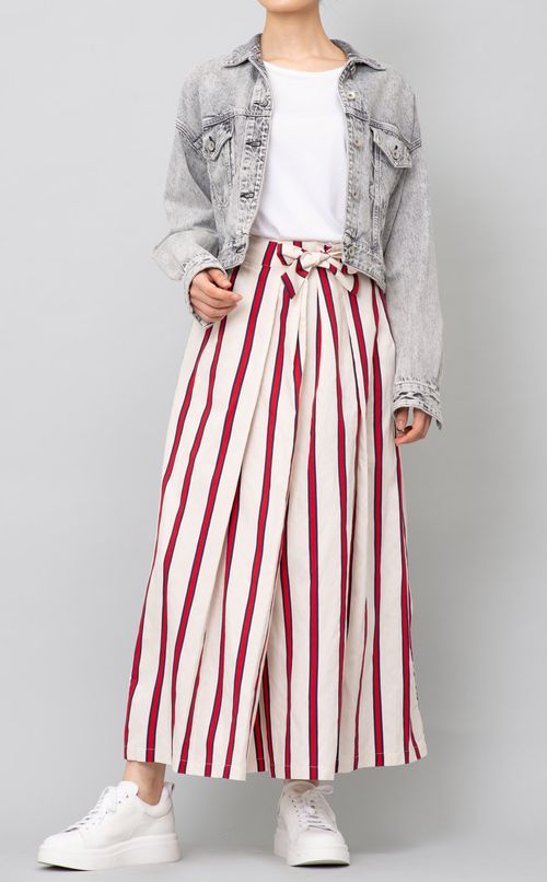 ストライプラップワイドパンツ