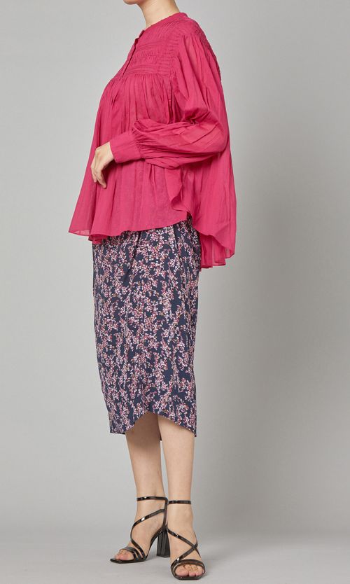 スモッキングスタンドカラーブラウス