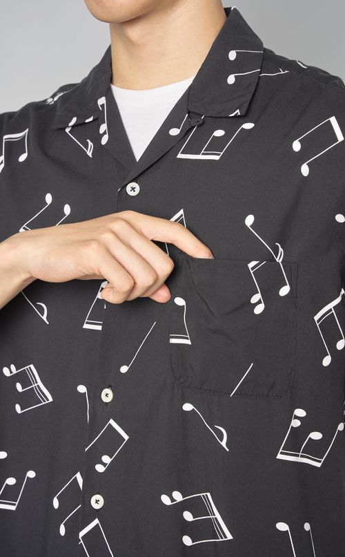 音符柄ショートスリーブアロハシャツ