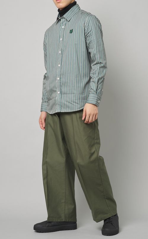 コットンツイルストライプシャツ