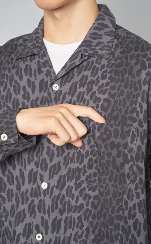 レオパードロングスリーブアロハシャツ