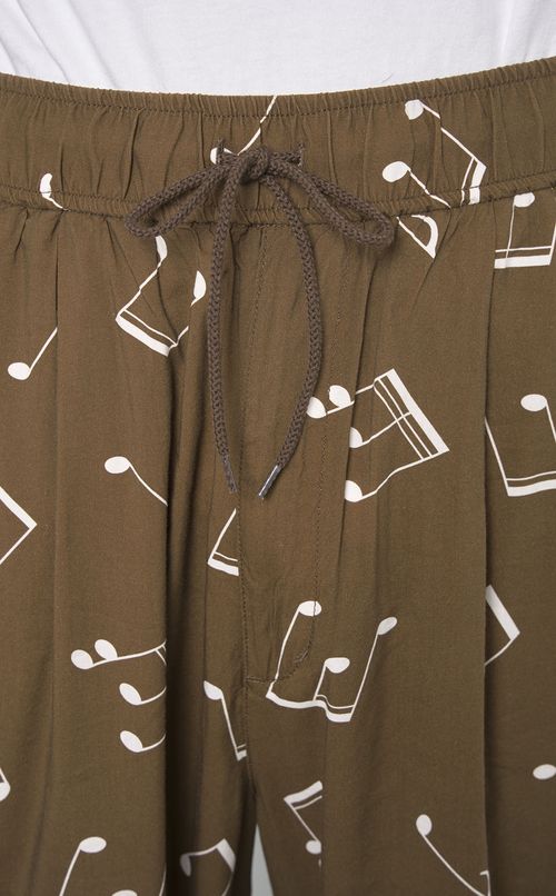 音符柄コットンレーヨンイージーパンツ