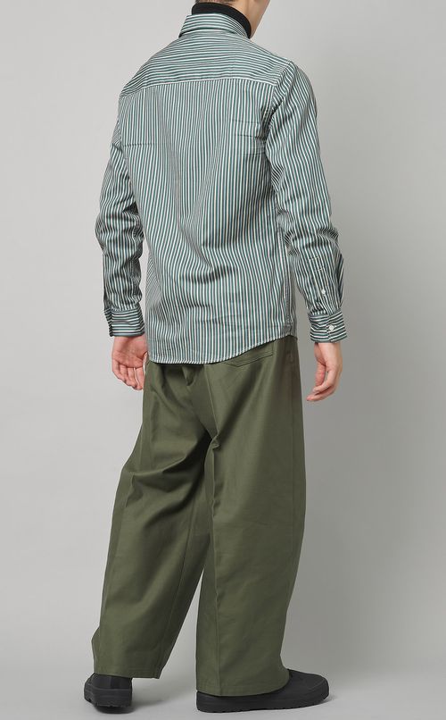 コットンツイルストライプシャツ