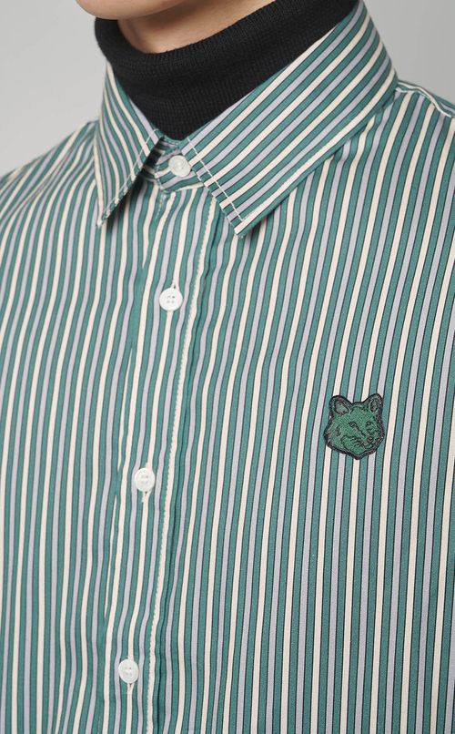 コットンツイルストライプシャツ