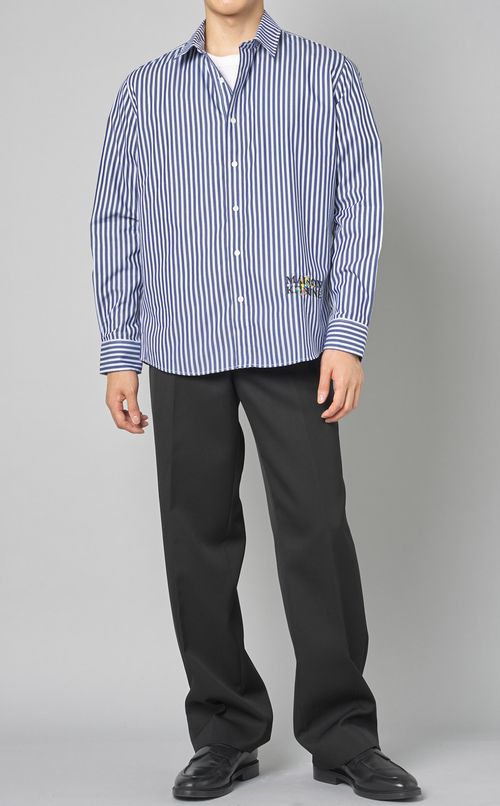 フラワーロゴストライプシャツ