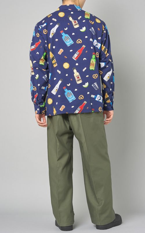 ボトル柄ロングスリーブアロハシャツ