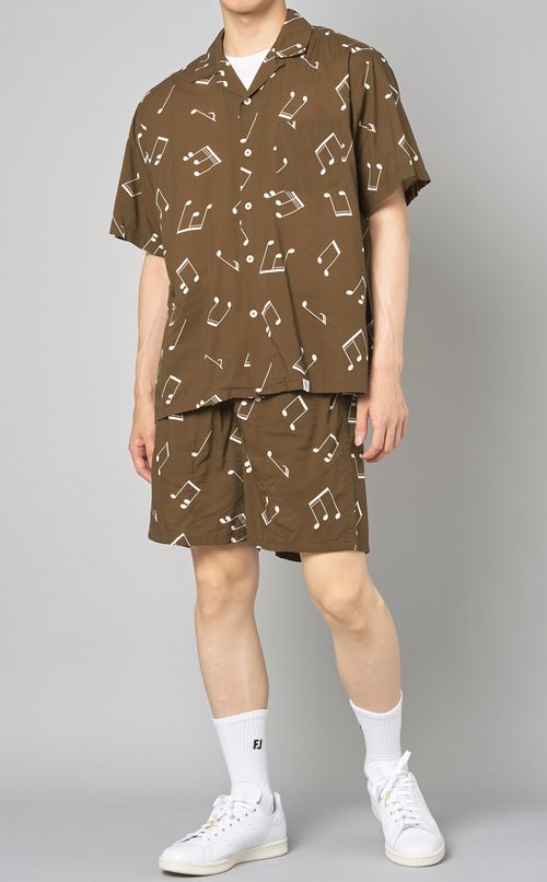 音符柄ショートスリーブアロハシャツ