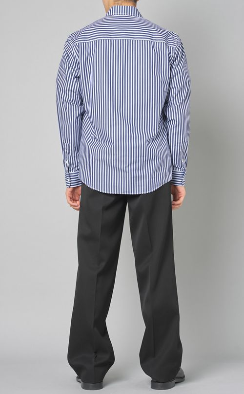 フラワーロゴストライプシャツ