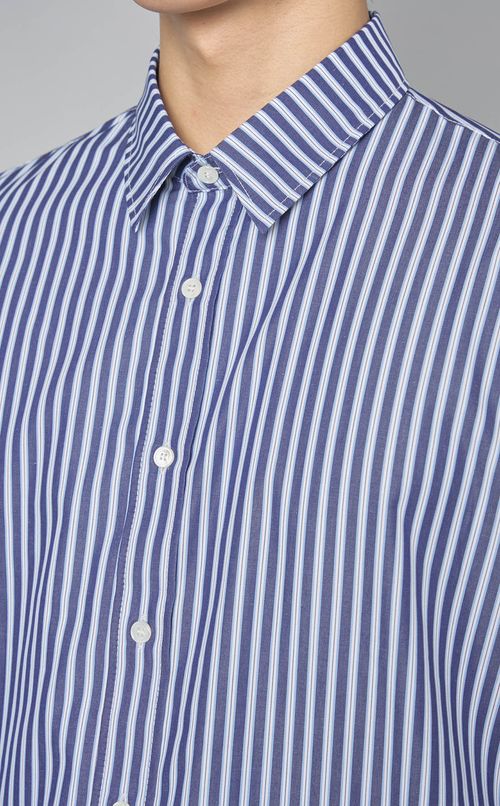 フラワーロゴストライプシャツ