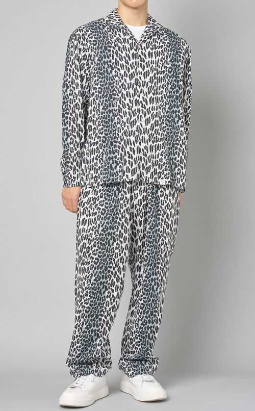 レオパードコットンレーヨンイージーパンツ