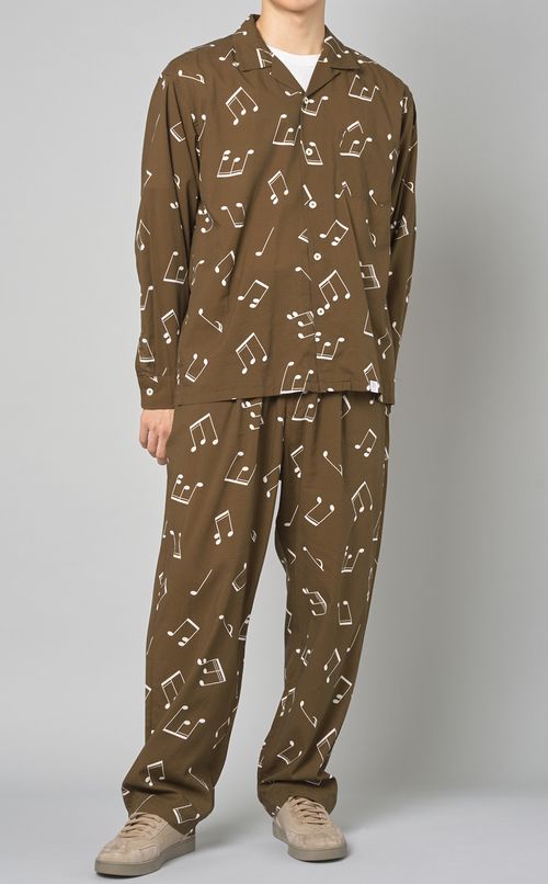 音符柄コットンレーヨンイージーパンツ