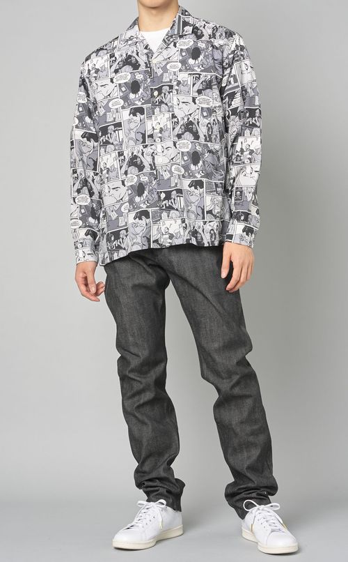 コミック柄ロングスリーブアロハシャツ