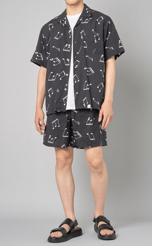 音符柄ショートスリーブアロハシャツ