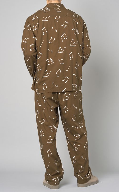 音符柄ロングスリーブアロハシャツ