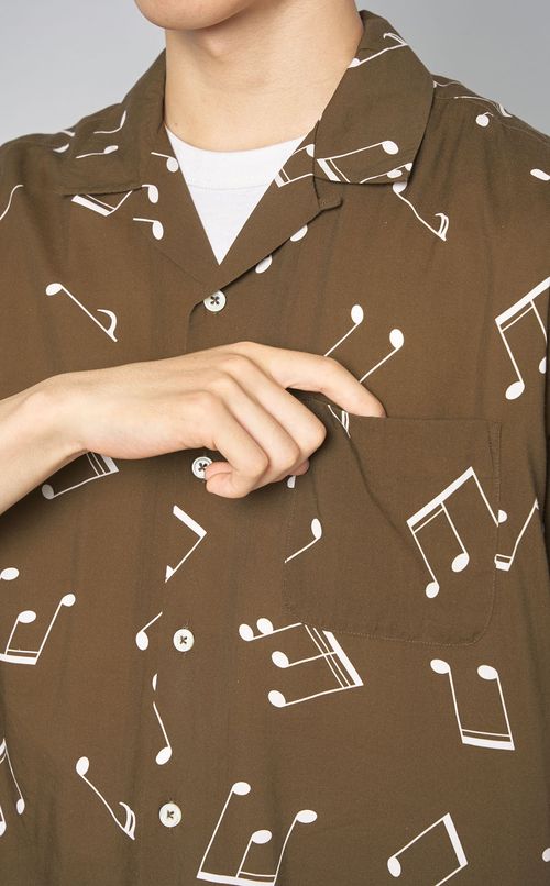 音符柄ショートスリーブアロハシャツ