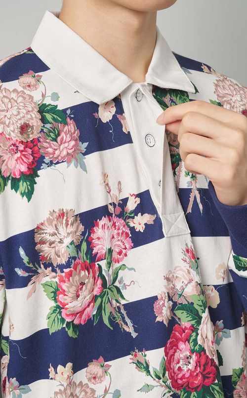 フラワープリントラガーシャツ
