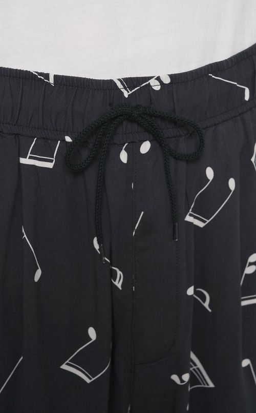 音符柄コットンレーヨンイージーパンツ