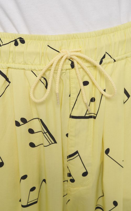 音符柄コットンレーヨンイージーパンツ