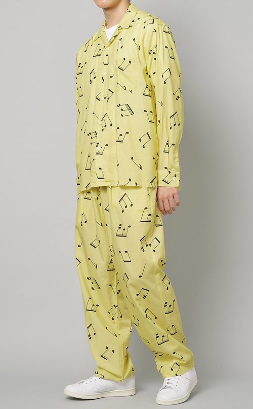 音符柄ロングスリーブアロハシャツ
