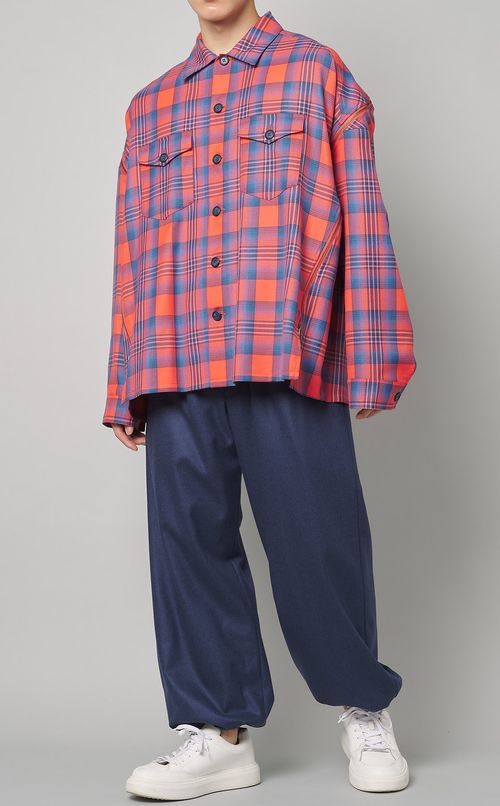 ウールカシミヤドローストリングパンツ