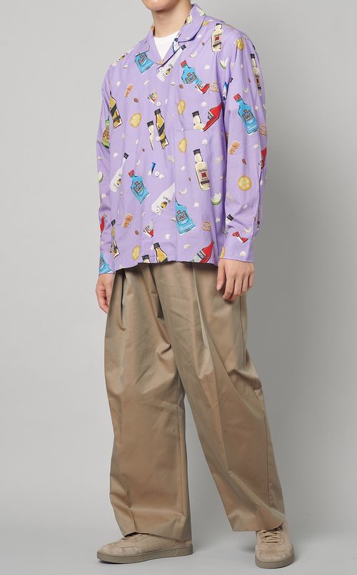 ボトル柄ロングスリーブアロハシャツ