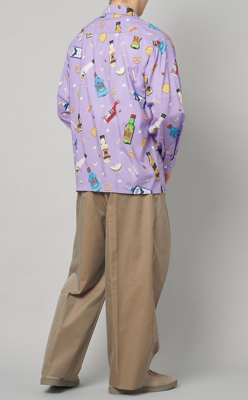 ボトル柄ロングスリーブアロハシャツ