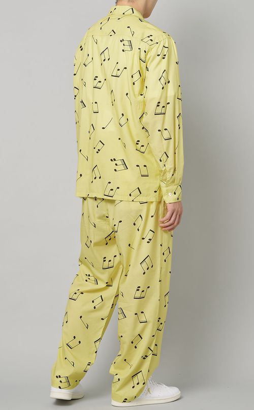 音符柄コットンレーヨンイージーパンツ