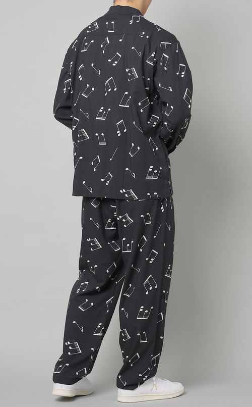 音符柄コットンレーヨンイージーパンツ