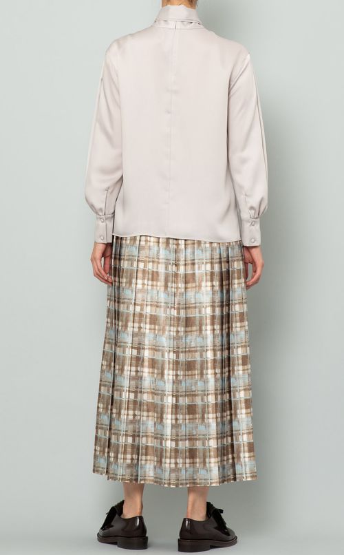 スタンドカラーボウタイ付ブラウス