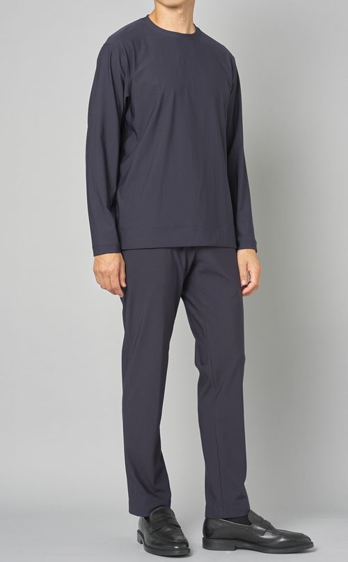 ストレッチクルーネックロングTシャツ