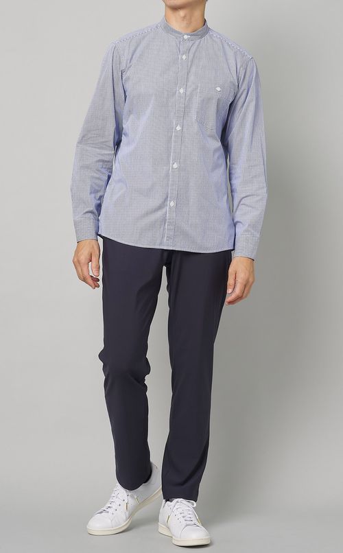 ストライプバンドカラーシャツ