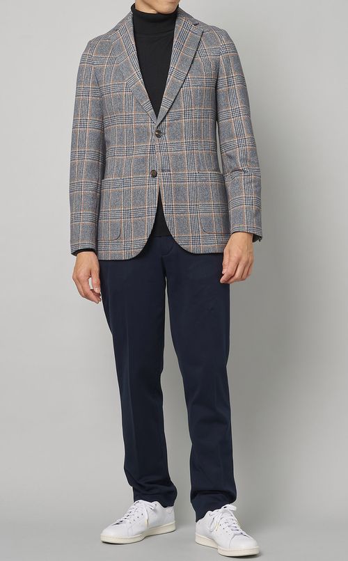 チェックプリントシングルジャケット