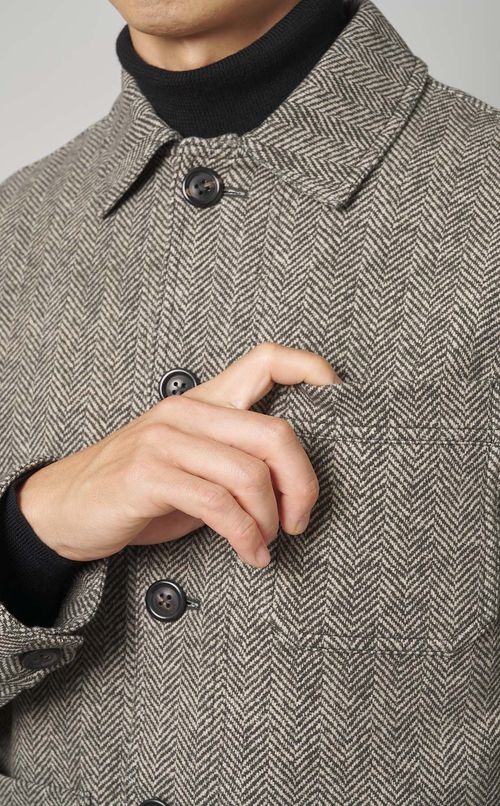 ウールヘリンボンワークジャケット