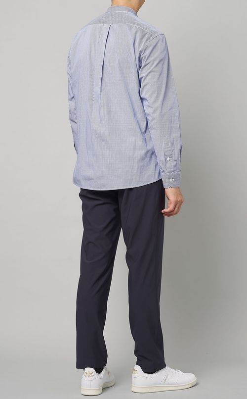 ストライプバンドカラーシャツ