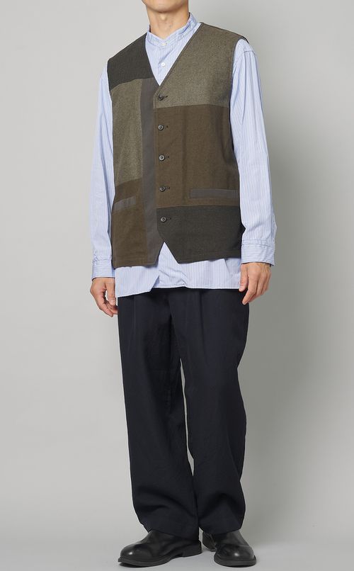 ウールサージワンタックワイドパンツ